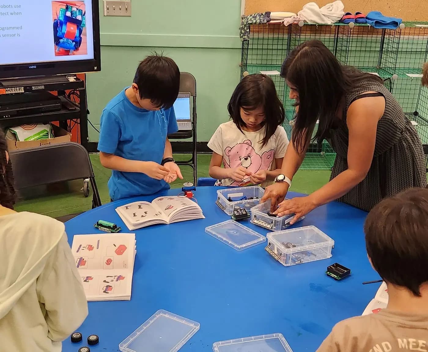 The electronics bench at camp