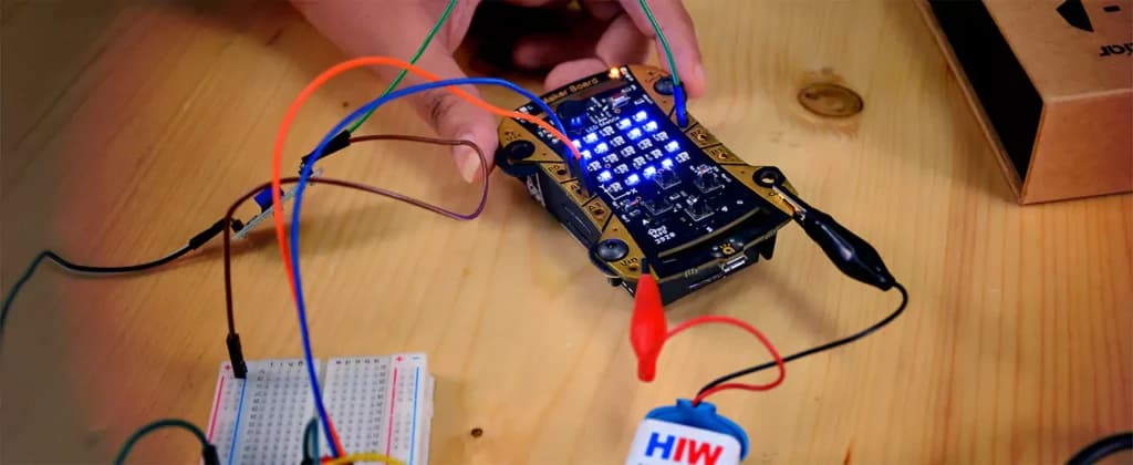 Wiring a maker board — clips, breadboard and LEDs