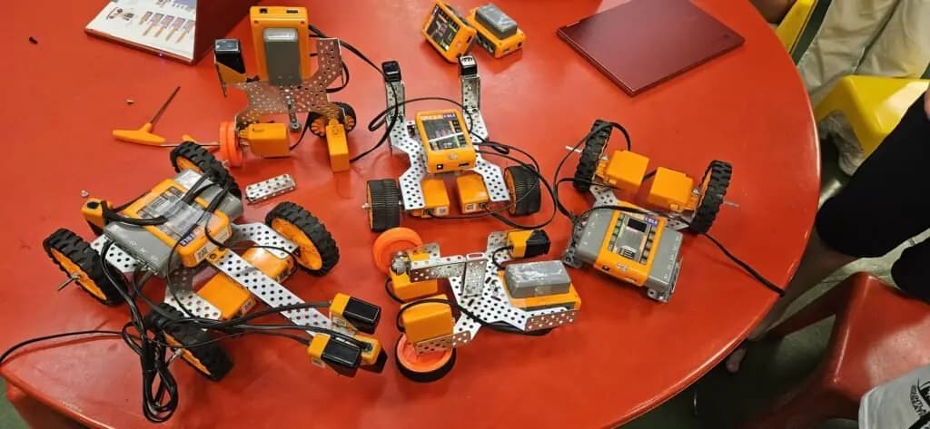 Rovers mid-build on the class table